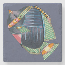 Blauer gestreifter Engels-Fisch-Stein-Untersetzer