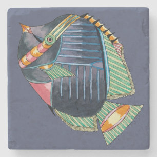 Blauer gestreifter Engels-Fisch-Stein-Untersetzer Steinuntersetzer