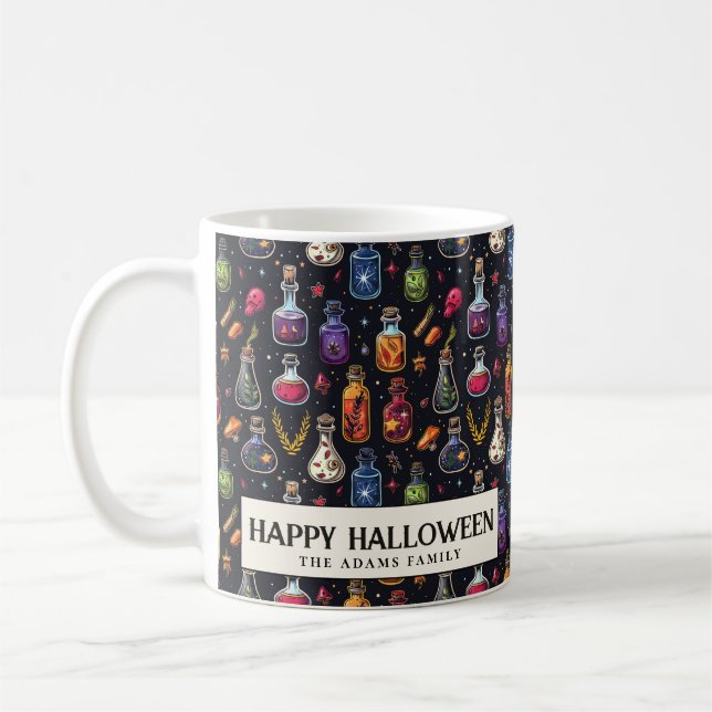 Blauer Gift Flaschen Halloween Kaffeetasse (Links)