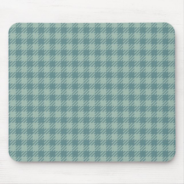 Blauer Gingham-Druck Mousepad (Vorne)