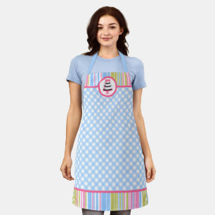 Blauer Gingham Farbenfrost Schürze