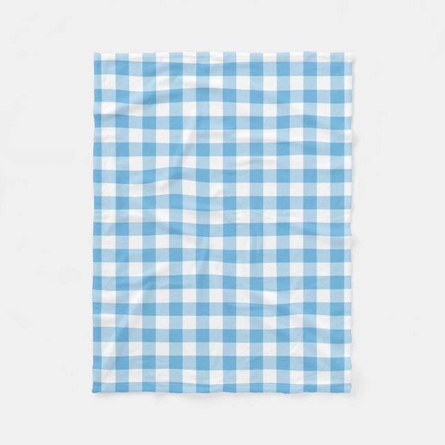 Blauer Gingham Fleecedecke (Vorderseite)