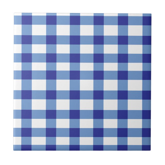 Blauer Gingham Fliese (Vorderseite)