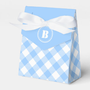 Blauer Gingham-karierter Geschenkschachtel