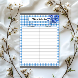Blauer Gingham Klinische Reflektion Notizblock