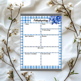 Blauer Gingham_ Pathophysiologie Temp Notizblock