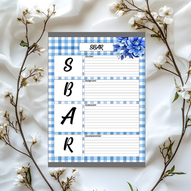 Blauer Gingham _ SBAR Temp Notizblock (Von Creator hochgeladen)