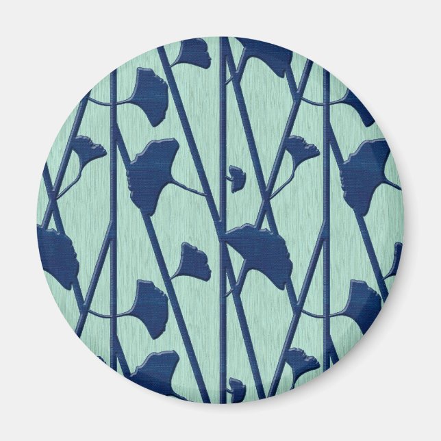 Blauer Ginkgo Magnet (Vorne)