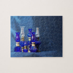 Blauer Glass Lampen Puzzle