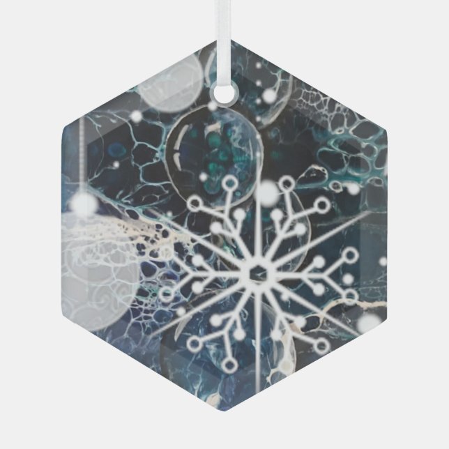 Blauer Glasschmuck Ornament Aus Glas (Vorderseite)