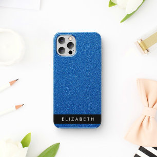 Blauer Glitter, Glitter Hintergrund, Ihr Name iPhone 16 Hülle