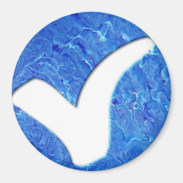 Blauer Glitter-Häkchen-Schreibsymbol Magnet (Vorne)