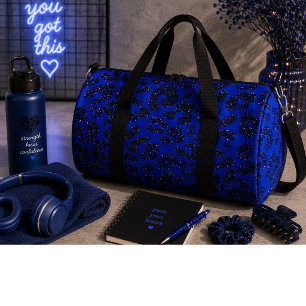 Blauer Glitter-Leoparden-Muster Duffle Bag