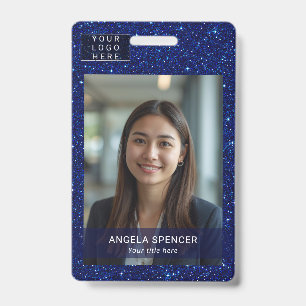 Blauer Glitter Professional Event ID Namensschild Ausweis