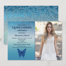 Blauer Glitter-Schmetterling Quinceañera