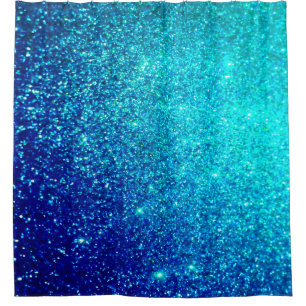 Blauer Glitterie Ombre Aquamarin farbiges Hell Duschvorhang