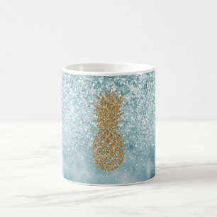 Blauer Glittery Sparkle Gold Ananas Kaffeetasse