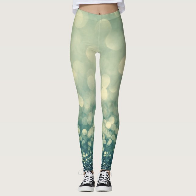 Blauer Glitzer: Abstrakte Weihnachten Leggings (Vorderseite)