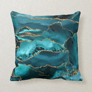Blauer Glitzer Agate Kissen