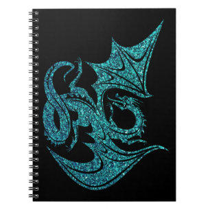 Blauer Glitzer-Drache Notizblock