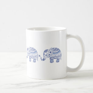 Blauer Glitzer Elephant Design Kaffeetasse