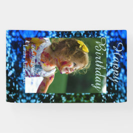 Blauer Glitzer Foto Kindergeburtstag Moderner Rost Banner
