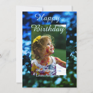 Blauer Glitzer Foto Kindergeburtstag Moderner Rost Einladung