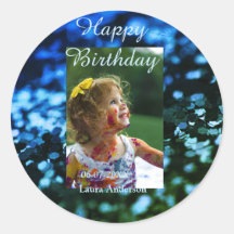 Blauer Glitzer Foto Kindergeburtstag Moderner Rost