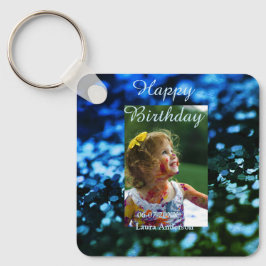 Blauer Glitzer Foto Kindergeburtstag Moderner Rost Schlüsselanhänger