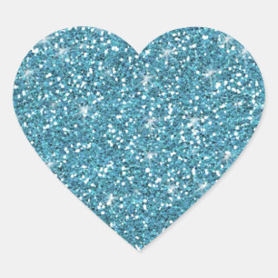 Blauer Glitzer gedruckt Herz-Aufkleber