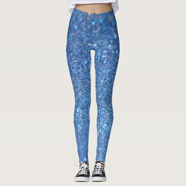 Blauer Glitzer-glänzende Art Leggings (Vorderseite)