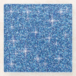Blauer Glitzer Glasuntersetzer