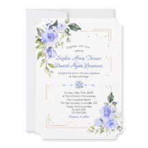 Blauer Glitzer Hochzeit von Watercolor Blumen