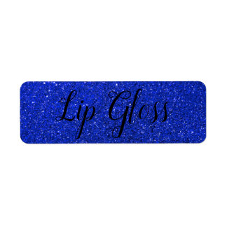 Blauer Glitzer Lipgloss-Etikett