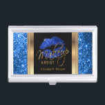 Blauer Glitzer Lippen auf Gold und Schwarz Visitenkarten Etui<br><div class="desc">Berufliche Visitenkarten-Inhaber in Blue Glitzer Lips auf Gold & Black Design Print mit DIY Text. ✔ HINWEIS: ÄNDERN SIE NUR DIE VORLAGEBEREICHE, DIE SIE BENÖTIGEN! 😀 Sie können den Text bei Bedarf entfernen und neu hinzufügen, was immer Sie möchten und welchen Schriftart Sie möchten. 📌 Wenn Sie weitere Anpassungen benötigen,...</div>