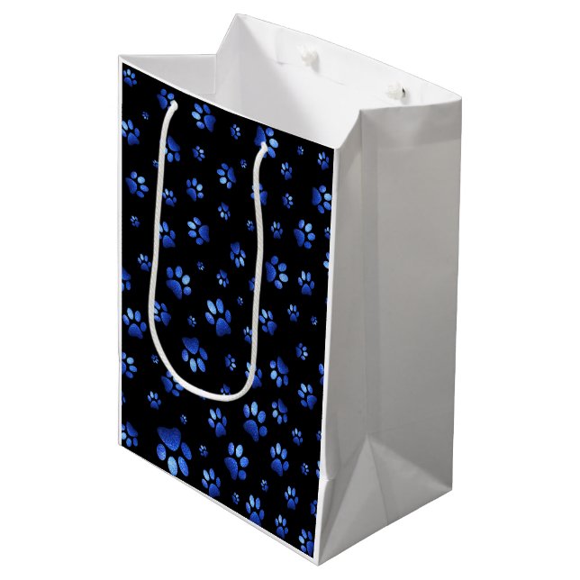 Blauer Glitzer Mittlere Geschenktüte (Vorderseite Schrägansicht)