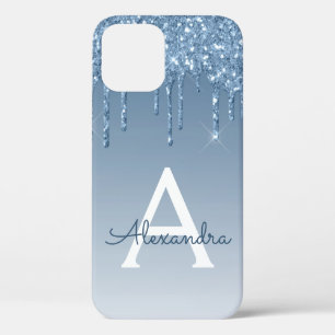 Blauer Glitzer Monogram Girl Case-Mate iPhone Hülle
