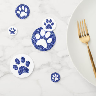 Blauer Glitzer Pfow Print Animal Paw Tracks Konfetti