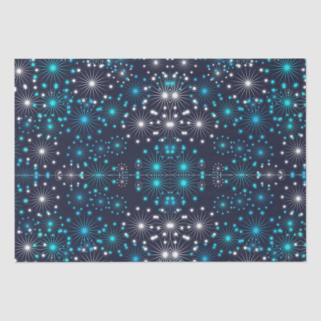 Blauer Glitzer Schneeflocken  Seidenpapier (Vorderseite)