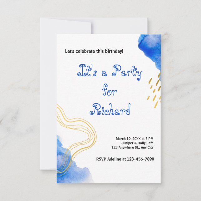 Blauer Glitzer und Goldgeburtstag (Vorderseite)