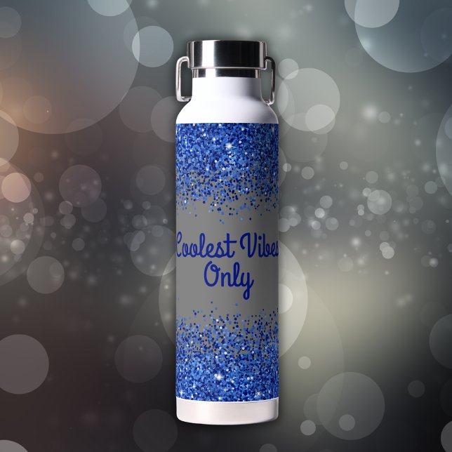 Blauer Glitzer und Text auf grau - nur Coolste Bil Trinkflasche (Von Creator hochgeladen)