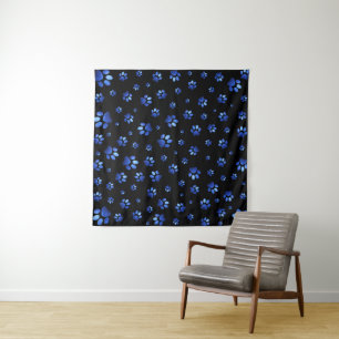 Blauer Glitzer Wandteppich