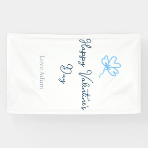 Blauer glücklicher Valentinstag Liebesname Blumen Banner