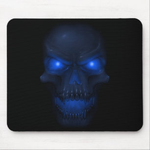 Blauer glühender Schädel Mousepad