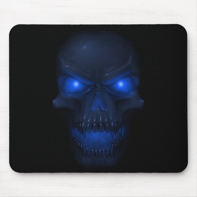 Blauer glühender Schädel Mousepad (Vorne)