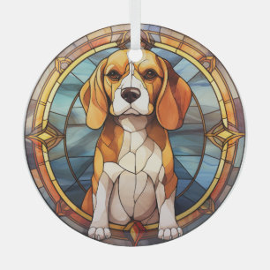 Blauer Gold Beagle Welpe Ornament Aus Glas