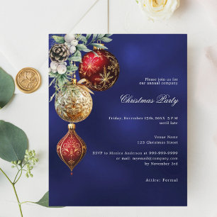 Blauer Goldbaum Weihnachts-Party Einladung