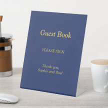 Blauer Golden Beige Gästebuch Schild