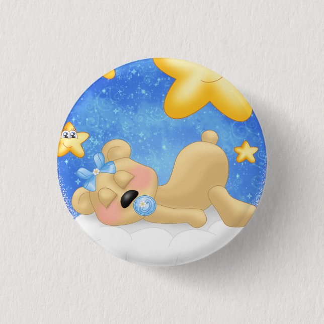 Blauer goldener Bär Button (Vorderseite)