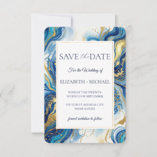 Blauer Goldmarmor Elegante Hochzeit "Save the Dat Save The Date